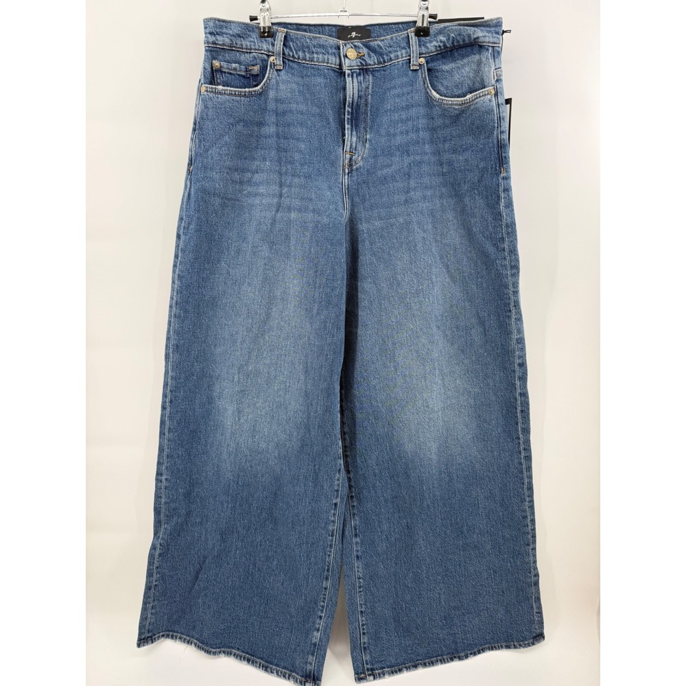 7 For All Mankind Marie Wide Leg Jeans Explorer Blue Denim 7UL60C65-EP1 Size 32